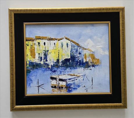 Ulje na platnu - Camac u luci, prelepa slika!