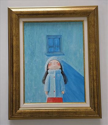 Slika - Na zimskom suncu, akril na platnu.