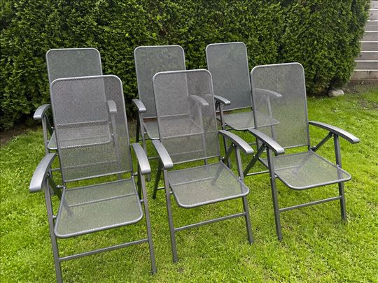 6 sklopivih baštenskih stolica metalne / terasne 