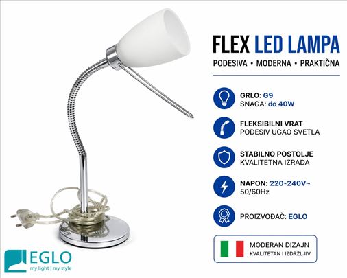 Flex LED lampa, hrom, podesiva, EGLO, uvoz CH