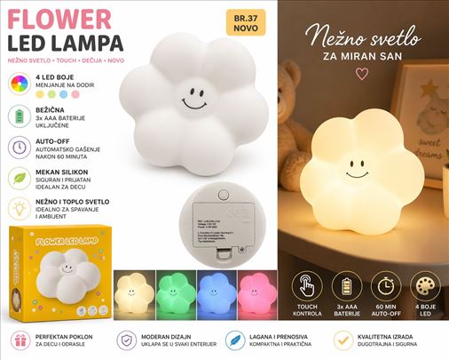 FLOWER LED LAMPA, nocna, decija, touch, NOVO, uvoz