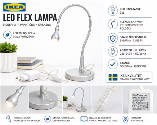 IKEA LED flex lampa, moderna, siva, uvoz Svajcarsk