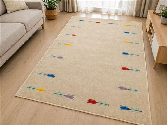 Tepih 190x130 cm, moderan dezen, neutralne boje