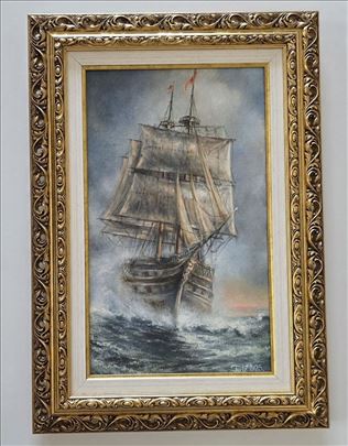 Ulje na platnu - Kraljevski brod, prelepa slika!