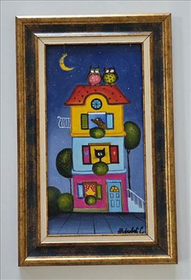 Ulje na platnu - Sove na strazi, prelepo!