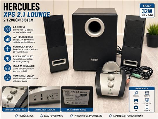 Hercules 2.1 zvučnici, jak bass, subwoofer,uvoz CH
