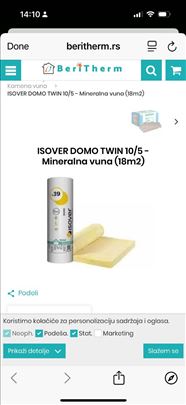 ISOVER DOMO TWIN 10/5 - Mineralna vuna (18m2)