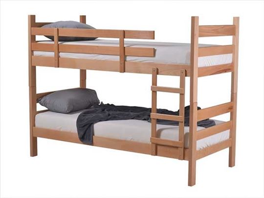 Krevet na sprat od punog drveta + 2 dušeka 90x200
