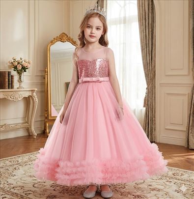 Roze gala duga dugačka svečana haljina