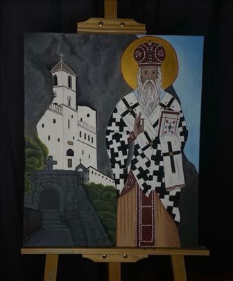 Akril na platnu, Sveti Vasilije Ostroški i Ostrog