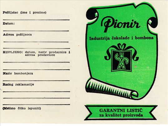 Garantni listić PIONIR