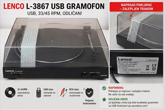 Lenco L-3867USB gramofon za ploče sa USB izlazom
