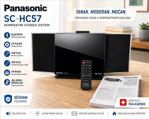Panasonic SC-HC57 stereo sistem + daljinski + uput