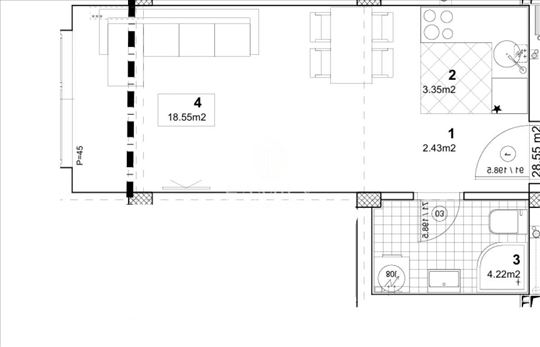 Garsonjera na Telepu, Novi Sad, 28 m², 3. sprat