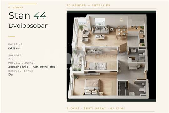 Dvoiposoban stan u centru Inđije / Novogradnja