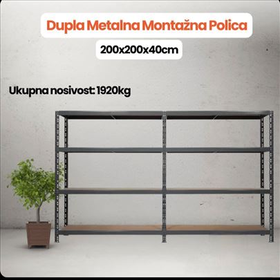 Dupla Metalna Montažna Polica 200x200x40cm