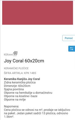 Keramičke pločice zidne Coral Joy 60x20