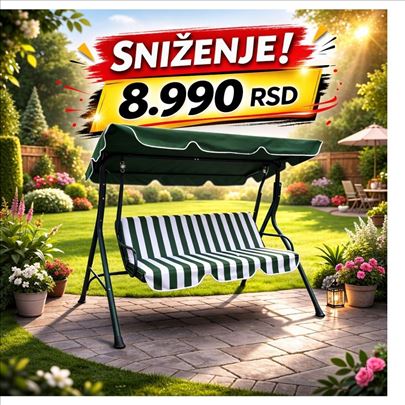 Baštenska ljuljaška trosed zeleno bela