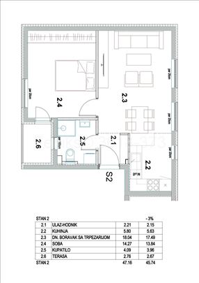 Prodaja novogradnje Borča 45,74m2