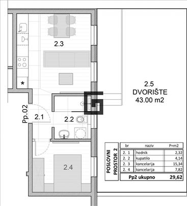 Stan 30m2+dvorište 40m2, 1.5, novogradnja ID#2095