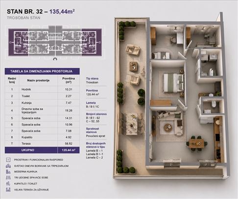 Stara Pazova, Novi Banovci, Stan, 3.5, 135m2
