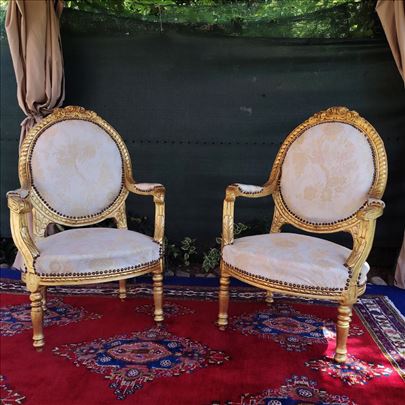 Dve Elegantne Stilske Luy XvI Fotelje masivne