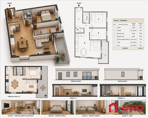 ~~~LUX trosoban stan 65 m2~~~