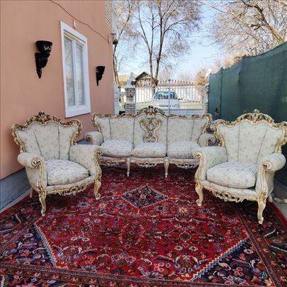 Venecijanski Barok Garnitura Trosed I Dve Fotelje