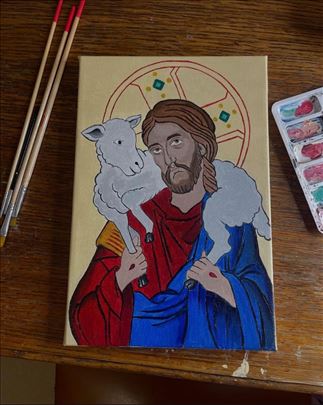 Akril na platnu, ikona Isus Hristos Pastir Dobri
