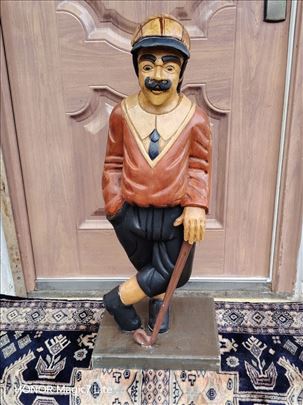 Velika Stara Drvena Figura Golfera