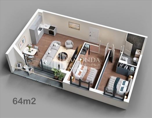 Trosoban stan 64m2 Vracar bez provizije ID#97