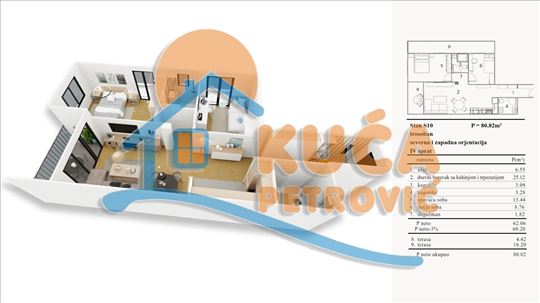 Novogradnja u blizini Doma zdravlja 2.5, 80.82 m2