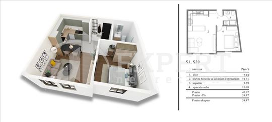 Novogradnja u blizini Knjaževačke, 1.5, 38.87 m2