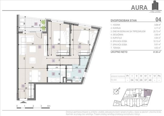 Trošarina, stan 61,90m2, projekat Aura