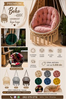 GNEZDO jastuci i sedalice MAKRAME - BOHO ljuljaške