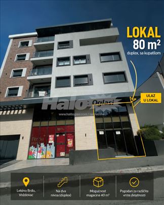 Izdaje se duplex lokal 80 m² + moguć magacin 40 m²