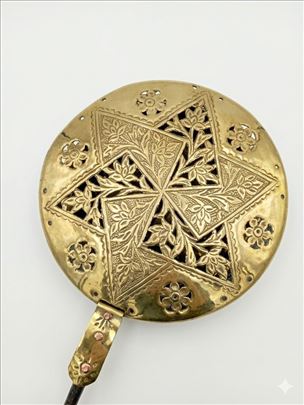 English iron and brass bedwarmer, 18th c. RARE!!!