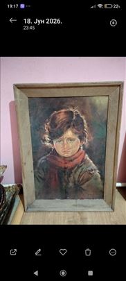 Uplakani Dečak sa Šalom Drveni Ram (Duborez)