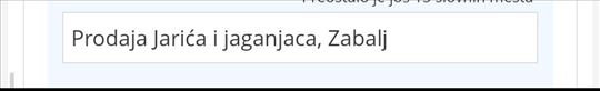 Prodaja Jarića i jaganjaca, Zabalj