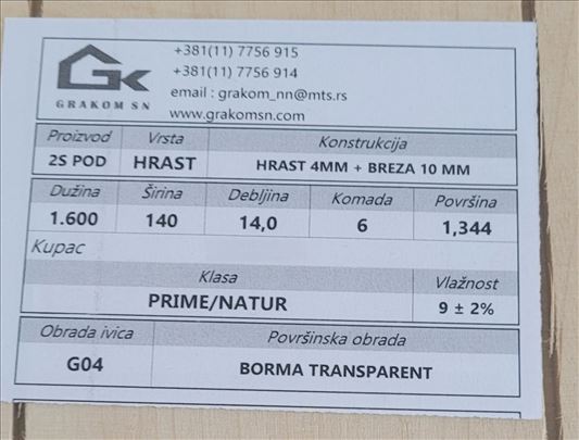 100m2 parketa mix dužine, šir. 140mm, deb.14mm