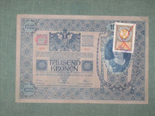 1000 Kronen 1902 , sa kontrolnom markicom