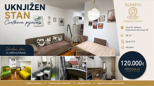 Jednosoban stan 32 m², Cvetkova pijaca, Zvezdara, 