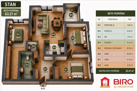 ~~~NOV trosoban stan u Zemunu, Dobanovacka 63 m2--