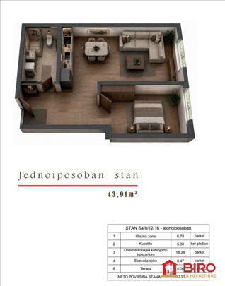 ~~~NOV dvosoban stan 44 m2 Zvezdara~~~