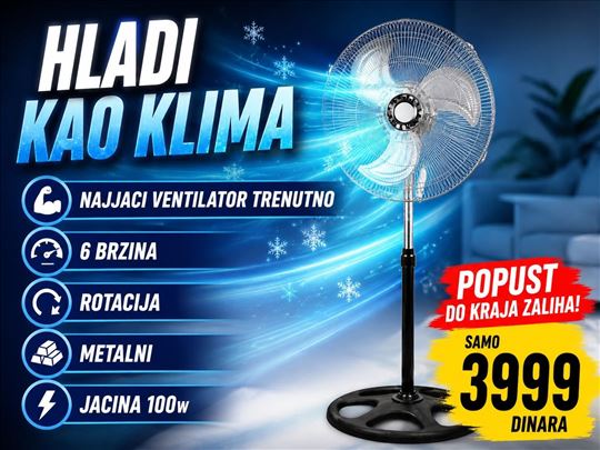 Industrijski jak ventilator METALNI -6brzina- 100W