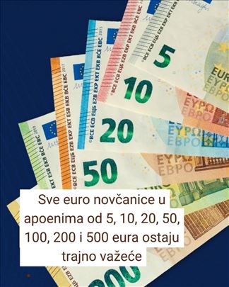 eura u apoenima od 5, 10, 20, 50, 100, 200 i 500