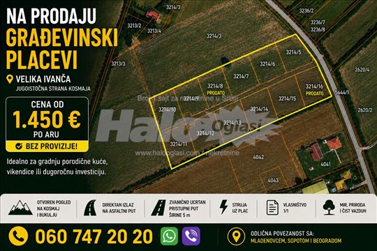 Građevinski placevi pod Kosmajem | Velika Ivanča