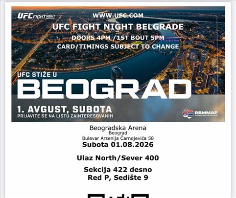 Karta za UFC Belgrade