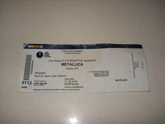  Ulaznica za koncert Metallica 