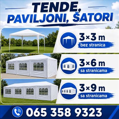 ŠATORI I PAVILJONI 3×3, 3×6 I 3×9 m
